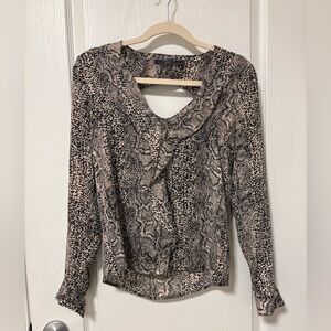 Guess Black and Cream Snake Print Blouse
